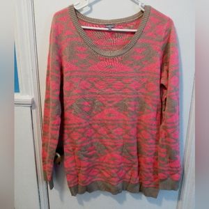 Charlotte Russe pink and tan sweater sz XL